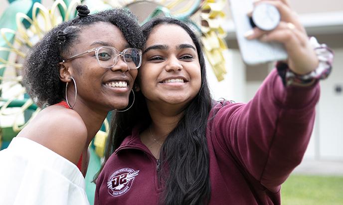 Two female students taking a selfie